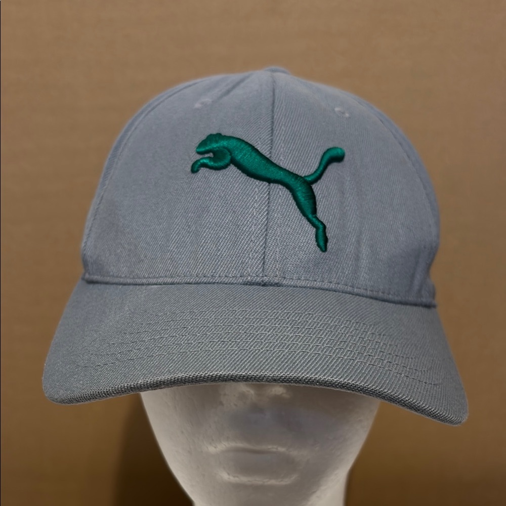 Puma Cap in Gray with Green Logo flex for